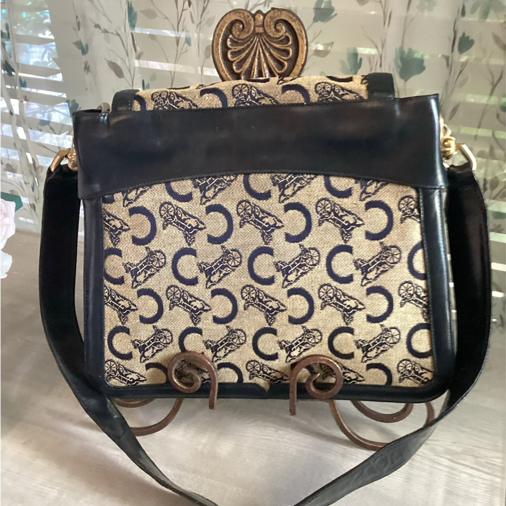 Celine Navy and Tan Crossbody Bag with Elegant Design - Picture 3 of 7